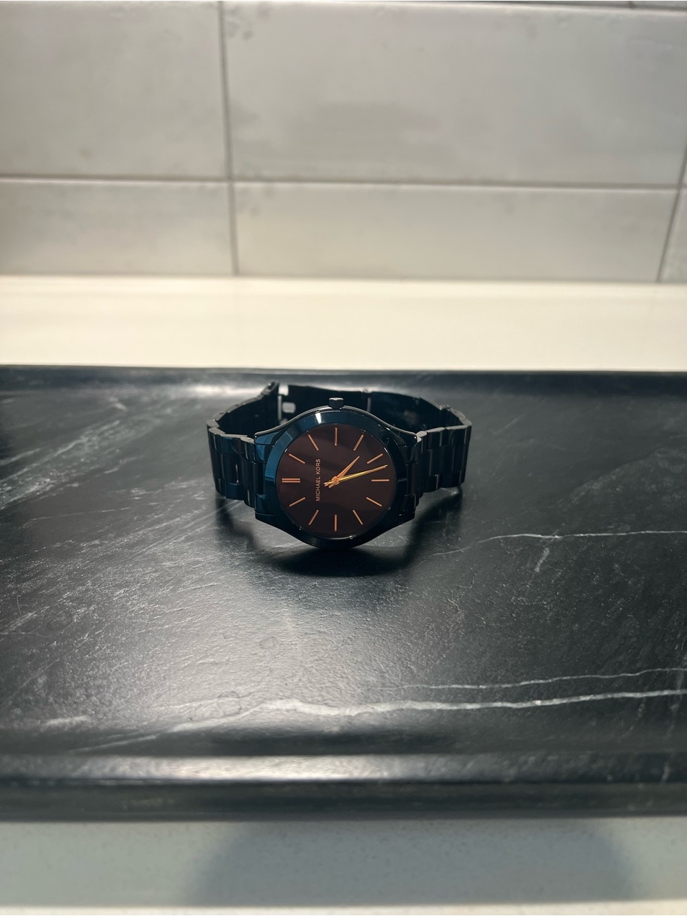 Michael Kors Black & Gold Link Watch